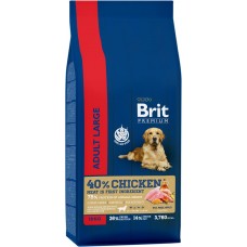 Корм сухой для взрослых собак BRIT Premium Adult L для крупных пород, 15кг, Чехия, 15 кг