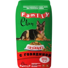 Корм сухой для взрослых собак CLAN FAMILY с говядиной, для всех пород, 15кг, Россия, 15 кг