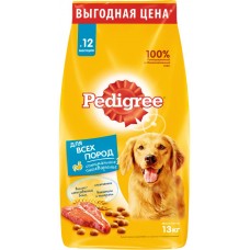 Купить Корм сухой для взрослых собак PEDIGREE с говядиной, для всех пород, полнорационный, 13кг, Россия, 13 кг в Ленте