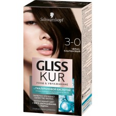 Краска для волос GLISS KUR 3–0 Черно-каштановый, 165мл, Россия, 165 мл