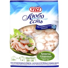 Креветки VICI Салатные варено-мороженые очищенные, 300г, Россия, 300 г