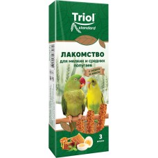 Лакомство для мелких и средних попугаев TRIOL с медом и яйцом, 80г, Россия, 80 г