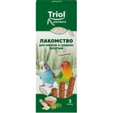 Лакомство для попугаев TRIOL с кунжутом, для мелких и средних пород, 80г, Россия, 80 г