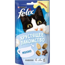 Лакомство для взрослых кошек FELIX Хрустящее с молоком, 60г, Германия, 60 г