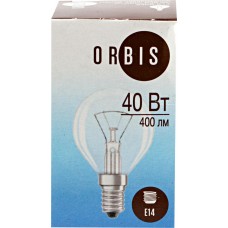 Лампа накал. ORBIS Шар 40W Е14 прозрачная, Россия
