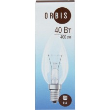Лампа накал. ORBIS Свеча 40W Е14 прозрачная, Россия