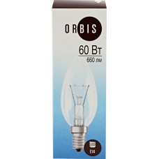 Лампа накал. ORBIS Свеча 60W Е14 прозрачная, Россия