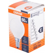 Лампа накаливания OSRAM шар,60Вт,Е14,матовая, Россия