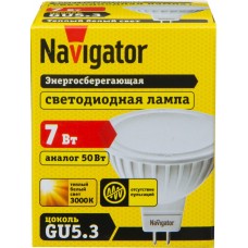 Лампа NAVIGATOR MR16,7Вт,GU5.3,теплый свет, Китай
