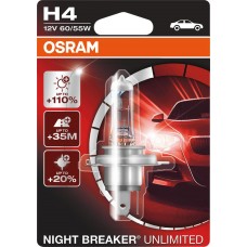 Лампа OSRAM NIGHT BREAKER H4 60/55W 12V P43T, блист. 64193NBU-01B, Германия, 1 шт