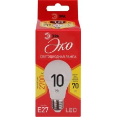 Купить Лампа светодиодная ЭРА Эко 10Вт E27, теплый свет, груша, Китай в Ленте