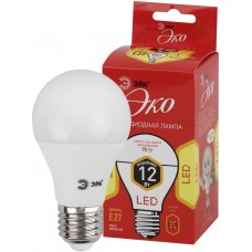 Лампа светодиодная ЭРА Эко 12Вт E27, теплый свет, груша, Китай