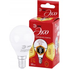 Купить Лампа светодиодная ЭРА Эко 8Вт E14, теплый свет, шар, Китай в Ленте