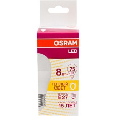 Лампа светодиодная OSRAM Шар 8Вт Е27 тепл.свет, Китай