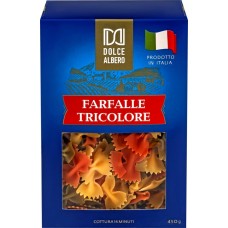 Макароны DOLCE ALBERO Farfalle tricolore бантики цветные, Италия, 450