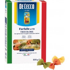 Макаронные изделия DE CECCO Farfalle Tricolore из твердых сортов пшеницы, Италия, 500 г