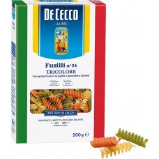 Макаронные изделия DE CECCO Fusilli Tricolore из твердых сортов пшеницы, Италия, 500 г