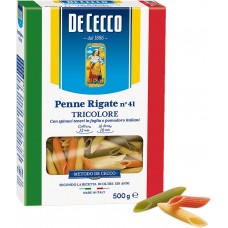 Макаронные изделия DE CECCO Penne Rigate Tricolore из твердых сортов пшеницы, Италия, 500 г