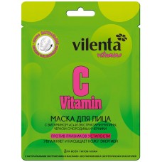 Купить Маска для лица VILENTA Vitamin с витамином С и экстрактами малины, черной смородины и черники, 28г, Китай, 28 мл в Ленте