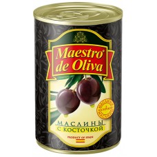 Маслины MAESTRO DE OLIVA черные с/к ключ, Испания, 280 г