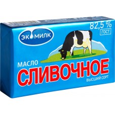 Масло сливочное ЭКОМИЛК 82,5% высший сорт, без змж, 180г, Россия, 180 г
