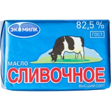 Масло сливочное ЭКОМИЛК несоленое 82,5%, без змж, 100г, Россия, 100 г