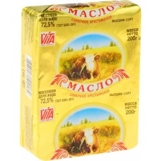Масло сливочное ВИТА-1 Крестьянское 72,5%, без змж, 200г, Россия, 200 г