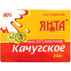 Масло сливочное ЯНТА Качугское 80% высший сорт, без змж, 200г, Россия, 200 г