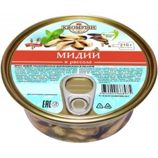 Купить Мидии маринованные KROMFISH в рассоле, 210г, Россия, 210 г в Ленте