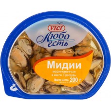 Мидии маринованные VICI Любо есть в масле, 200г, Россия, 200 г