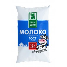 Молоко пастеризованное БЕЛАЯ ДОЛИНА 3,2%, без змж, 900г, Россия, 900 г