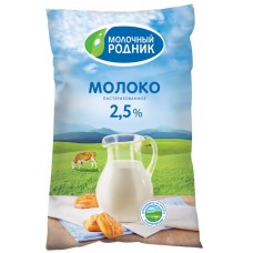 Молоко пастеризованное МОЛОЧНЫЙ РОДНИК 2,5%, без змж, 900мл, Россия, 900 мл