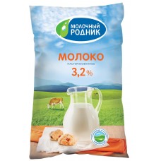 Молоко пастеризованное МОЛОЧНЫЙ РОДНИК 3,2%, без змж, 900мл, Россия, 900 мл