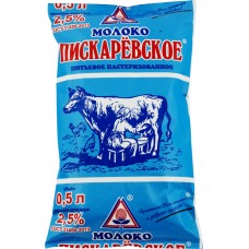 Молоко пастеризованное МЗ ПИСКАРЁВСКИЙ 2,5%, без змж, 500мл, Россия, 500 мл