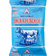 Молоко пастеризованное МЗ ПИСКАРЁВСКИЙ Пискарёвское 2,5%, без змж, 900мл, Россия, 900 мл