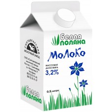 Молоко пастеризованное МЗ СЫКТЫВКАРСКИЙ Белая поляна 3,2%, без змж, 500мл, Россия, 500 мл