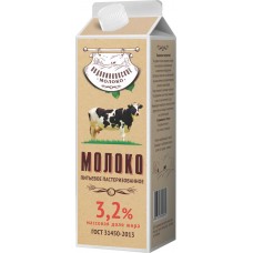 Молоко пастеризованное ПОДОВИННОВСКОЕ МОЛОКО 3,2%, без змж, 950г, Россия, 950 г