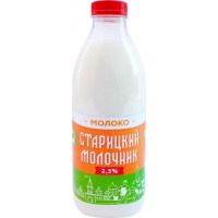 Молоко пастеризованное СТАРИЦКИЙ МОЛОЧНИК 2,5%, без змж, 950мл, Россия, 950 мл