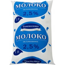 Молоко пастеризованное ТОММОЛОКО Российское 2,5%, без змж, 1000мл, Россия, 1000 мл