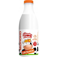 Молоко пастеризованное ЗДОРОВА КОРОВА цельное 3,4–4,5% ГОСТ, без змж, 750мл, Россия, 750 мл