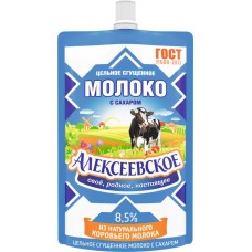 Молоко сгущенное АЛЕКСЕЕВСКОЕ цельное с сахаром 8,5% без змж дойпак, Россия, 100 г