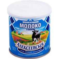Молоко сгущенное АЛЕКСЕЕВСКОЕ ГОСТ 8,5% ж/б с ключом и пл. крышкой без змж, Россия, 360 г