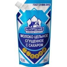 Купить Молоко сгущенное ВОЛОГОДСКИЕ МОЛОЧНЫЕ ПРОДУКТЫ цельное с сахаром 8,5% без ЗМЖ ГОСТ, 270г, Россия, 270 Г в Ленте