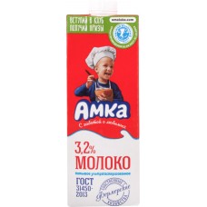 Купить Молоко ультрапастеризованное АМКА 3,2%, без змж, 975мл, Россия, 975 мл в Ленте