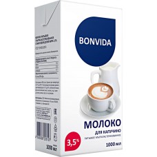 Молоко ультрапастеризованное для капучино BONVIDA 3,5%, без змж, 1000мл, Россия, 1000 мл