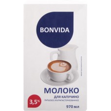 Молоко ультрапастеризованное для капучино BONVIDA 3,5%, без змж, 970мл, Россия, 970 мл