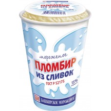 Мороженое БАШКИРСКОЕ МОРОЖЕНОЕ Пломбир из сливок, без змж, бумажный стаканчик, 80г, Россия, 80 г