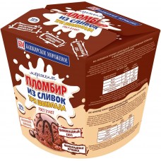 Мороженое БАШКИРСКОЕ МОРОЖЕНОЕ Пломбир из сливок Три шоколада, молочный шоколад, шоколадный соус и шоколадная крошка, без змж, 350г, Россия, 350 г
