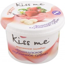 Мороженое KISS ME Французское клубничное суфле с зефиром змж, бумажный стаканчик, 125г, Россия, 125 г