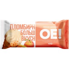 Мороженое ОЕ! Пломбир ванильный с наполнителем персик-абрикос, без змж, вафельный стаканчик, 100г, Россия, 100 г